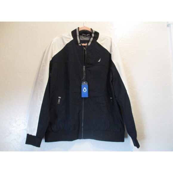Nautica Men’s XL Navy White Performance Bomber Jacket Water Wind Resistant NWT - Picture 2 of 11